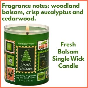 Bath & Body Works Single Wick Candle - Fresh Balsam - Like a walk in the woods
